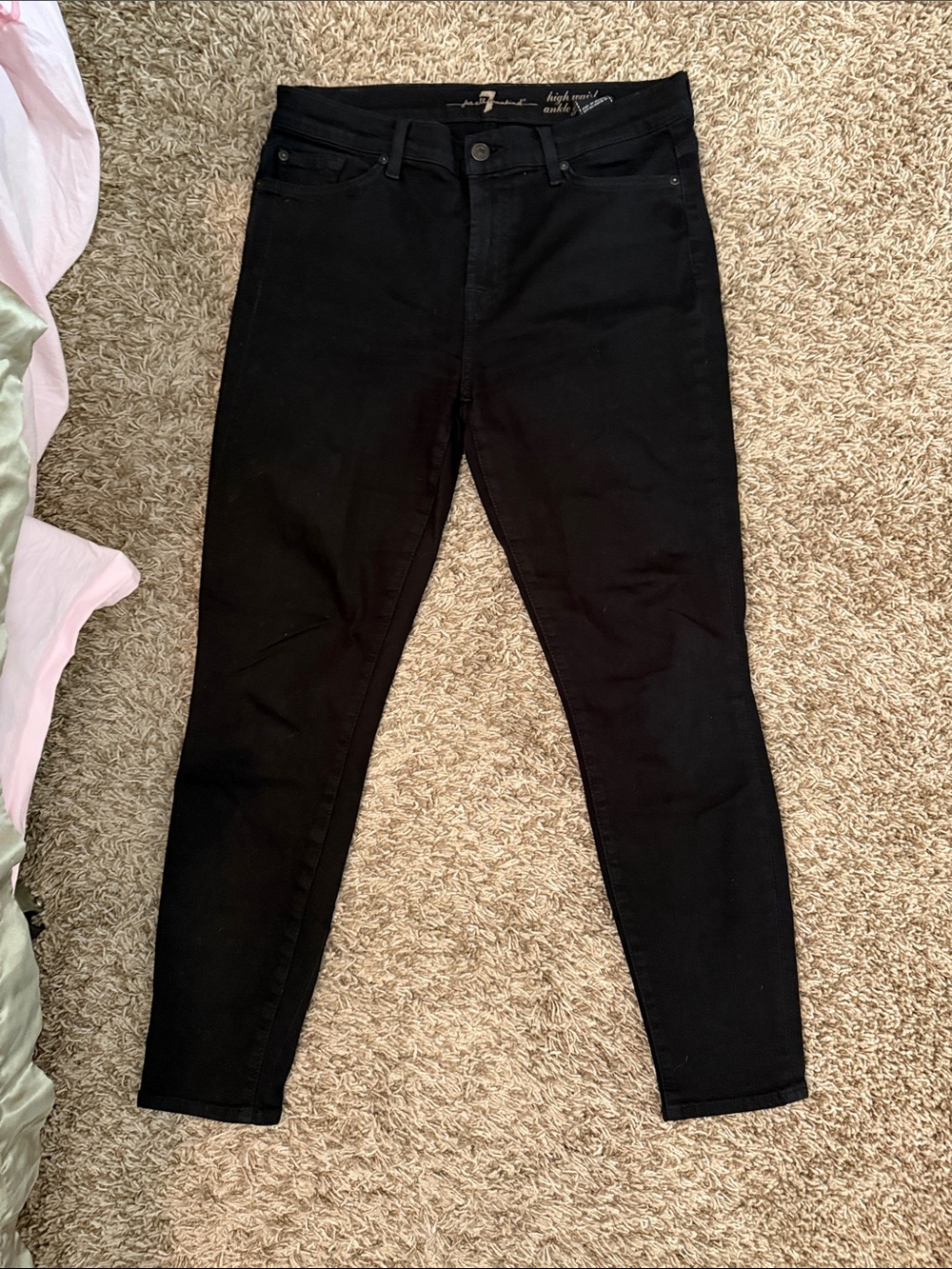 7 For All Mankind Gwenevere Jeans Size 30 Black High Waist Ankle Skinny